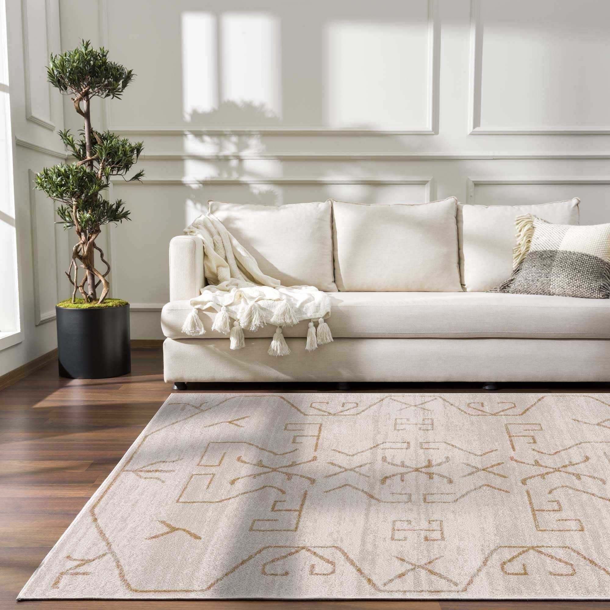 Azzan Cream & Gold Area Rug - Clearance - Image 4