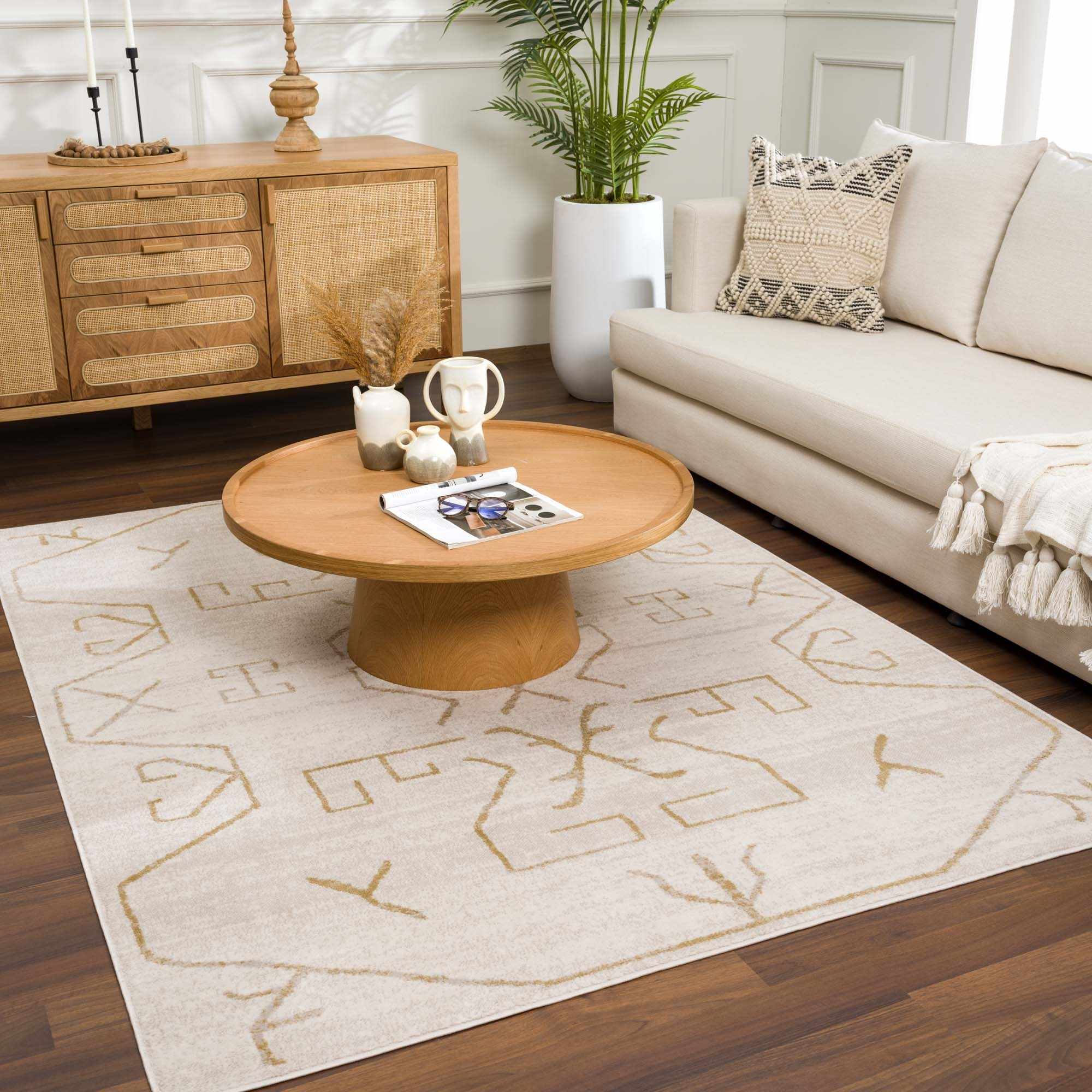 Azzan Cream & Gold Area Rug - Clearance - Image 9