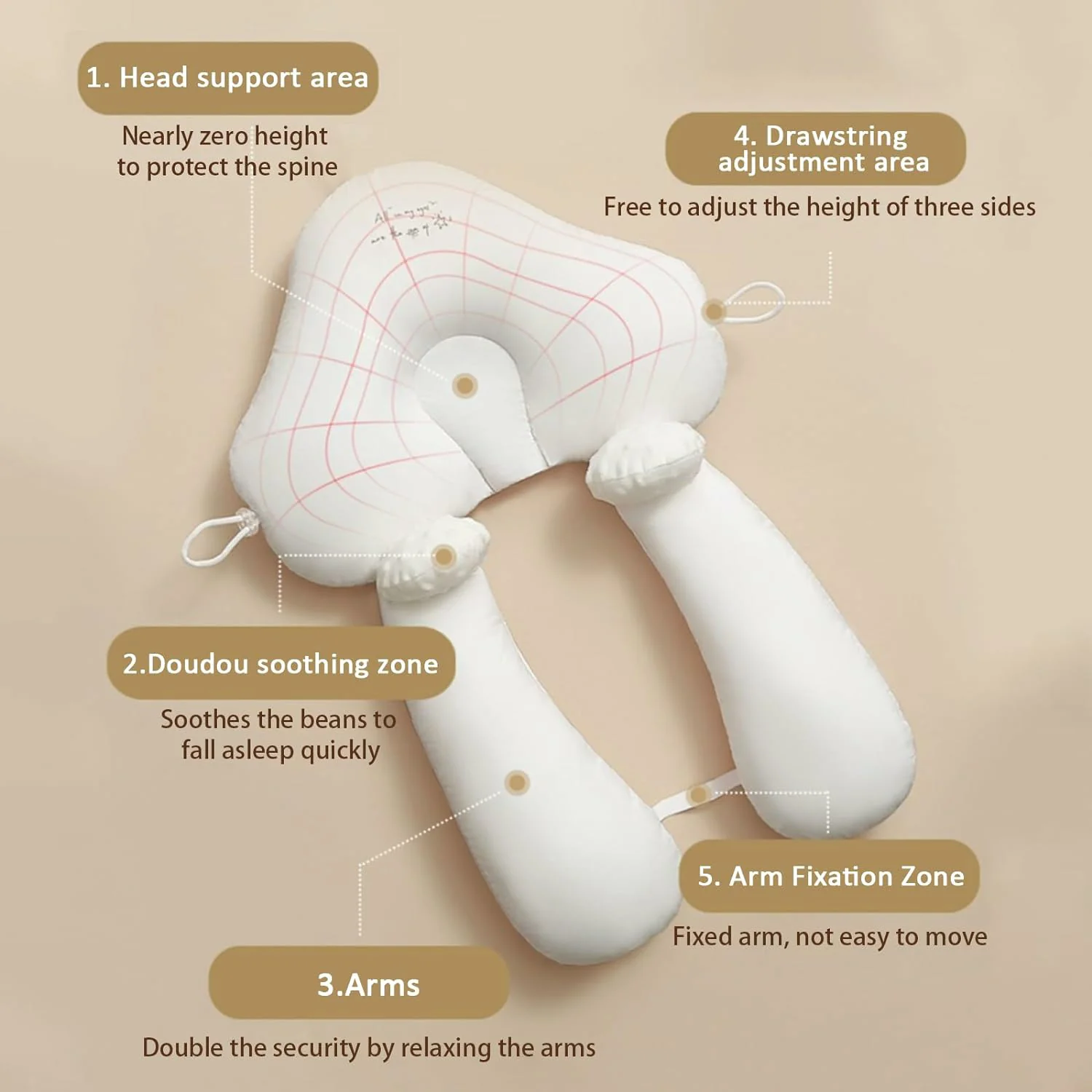 Baby Anti Flat Head Pillow Organic Cotton Infant Sleeping Support Cushion - Image 6
