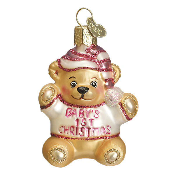Baby Girl's First Teddy Bear Ornament - Image 3