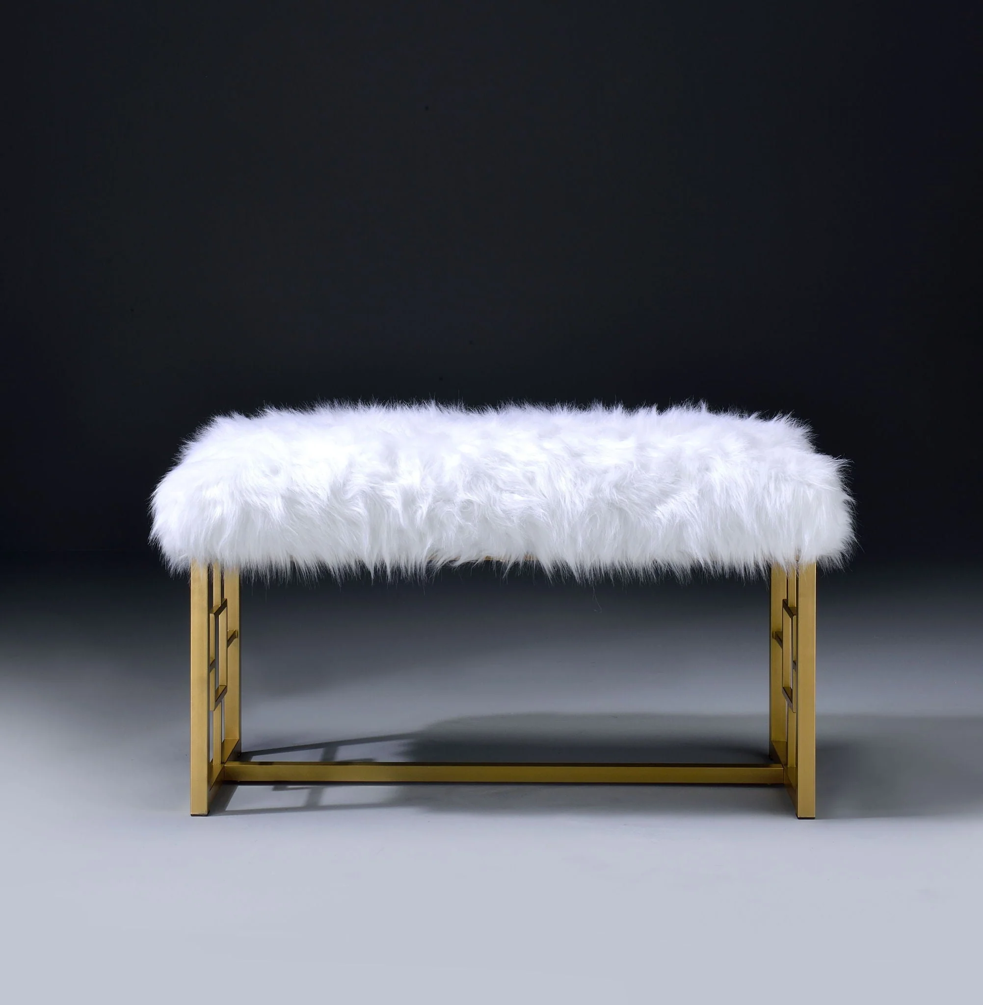 Bagley II - Bench Faux Fur - White / Gold - Image 3