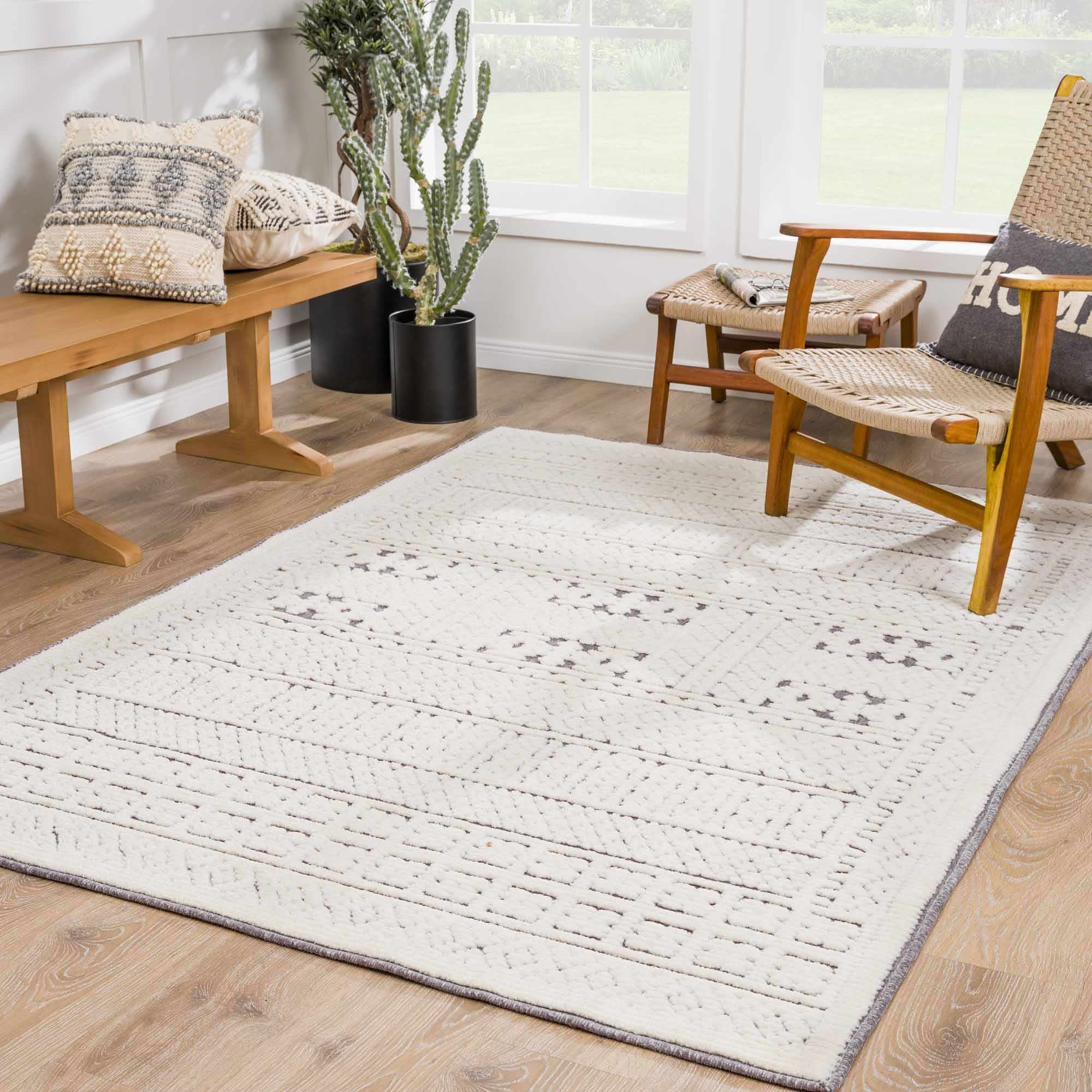 Bahar Cream & Gray Washable Area Rug - Clearance - Image 2