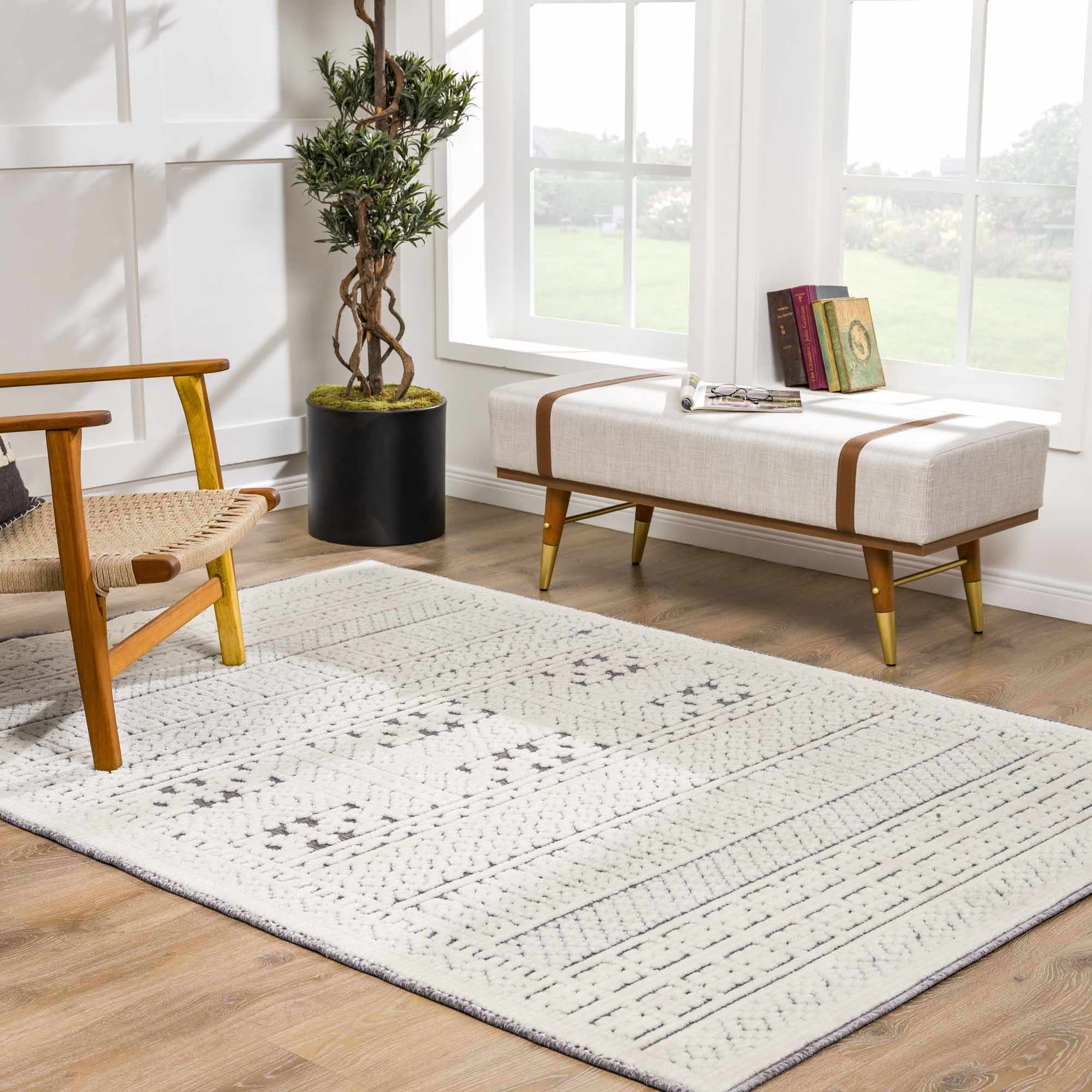 Bahar Cream & Gray Washable Area Rug - Clearance - Image 3
