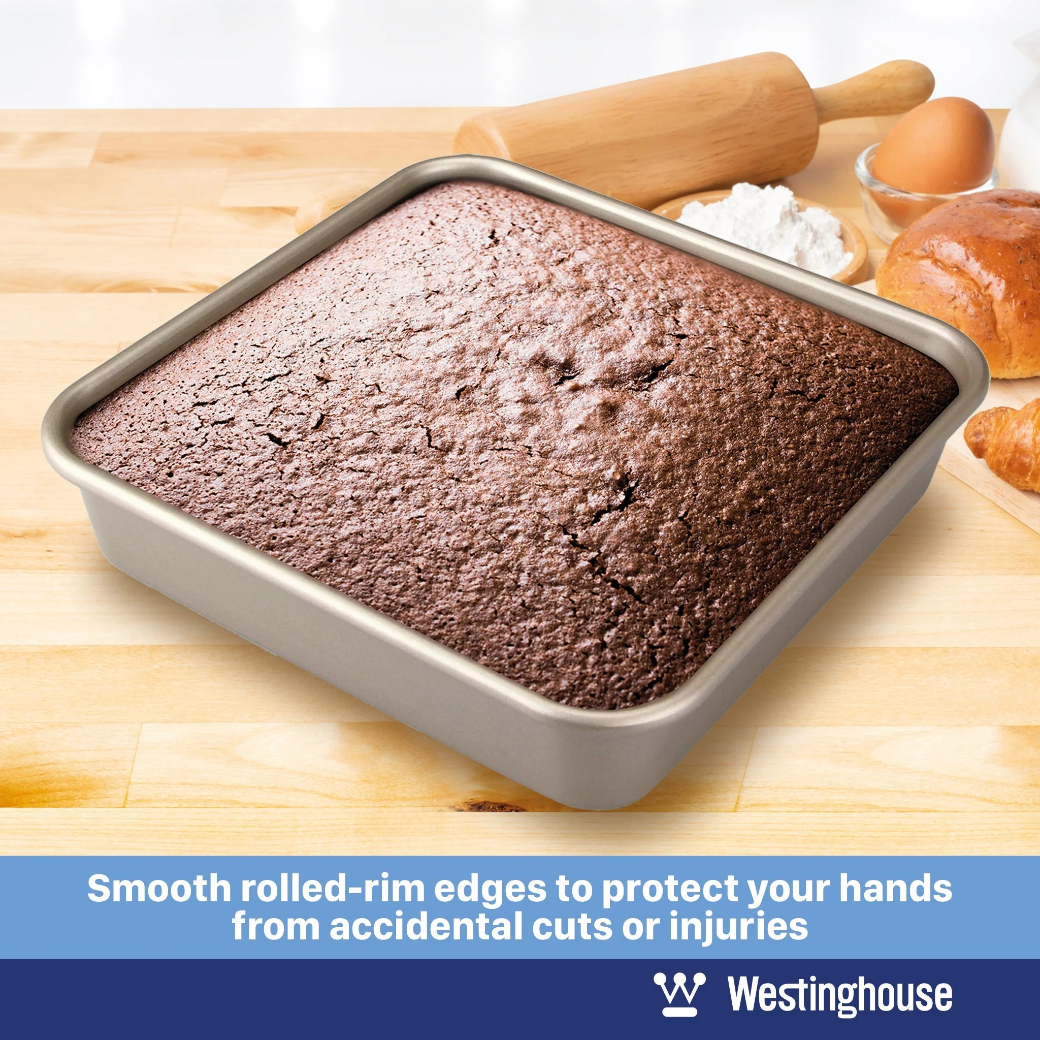 Baking Pan Set, Carbon Steel, 3-pc (Squre Pan, Muffin Pan + Rectangle Deep Tray) - Image 3