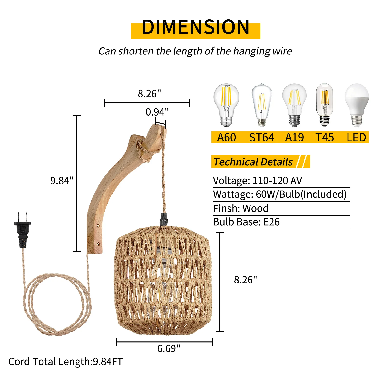 Bamboo Lantern Wall Lamp Natural Rattan Wicker E27 Chandeliers Hand-Woven Bamboo Room Decor Lampshades Wall Light Fixtures - Image 12