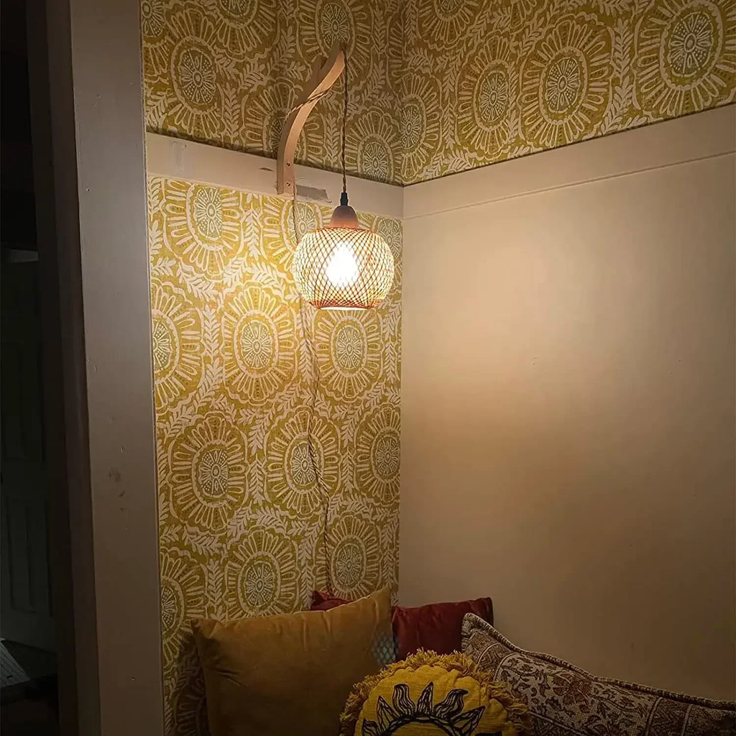 Bamboo Lantern Wall Lamp Natural Rattan Wicker E27 Chandeliers Hand-Woven Bamboo Room Decor Lampshades Wall Light Fixtures - Image 2
