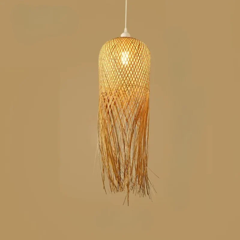 Bamboo Woven Pendant Light Handwoven Chandelier E27 Restaurant Home Decor - Image 10