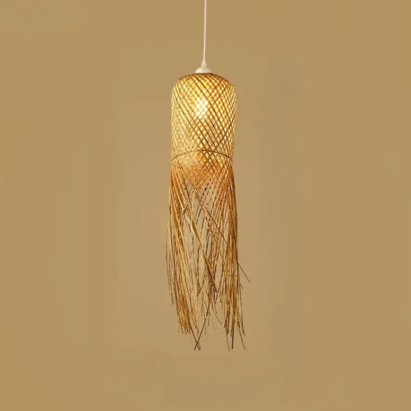 Bamboo Woven Pendant Light Handwoven Chandelier E27 Restaurant Home Decor - Image 11
