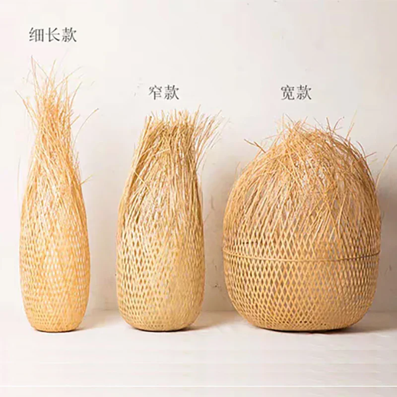Bamboo Woven Pendant Light Handwoven Chandelier E27 Restaurant Home Decor - Image 5