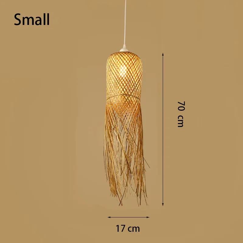 Bamboo Woven Pendant Light Handwoven Chandelier E27 Restaurant Home Decor - Image 6