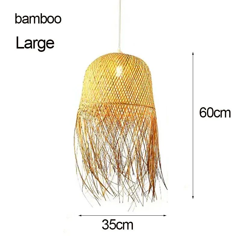 Bamboo Woven Pendant Light Handwoven Chandelier E27 Restaurant Home Decor - Image 7