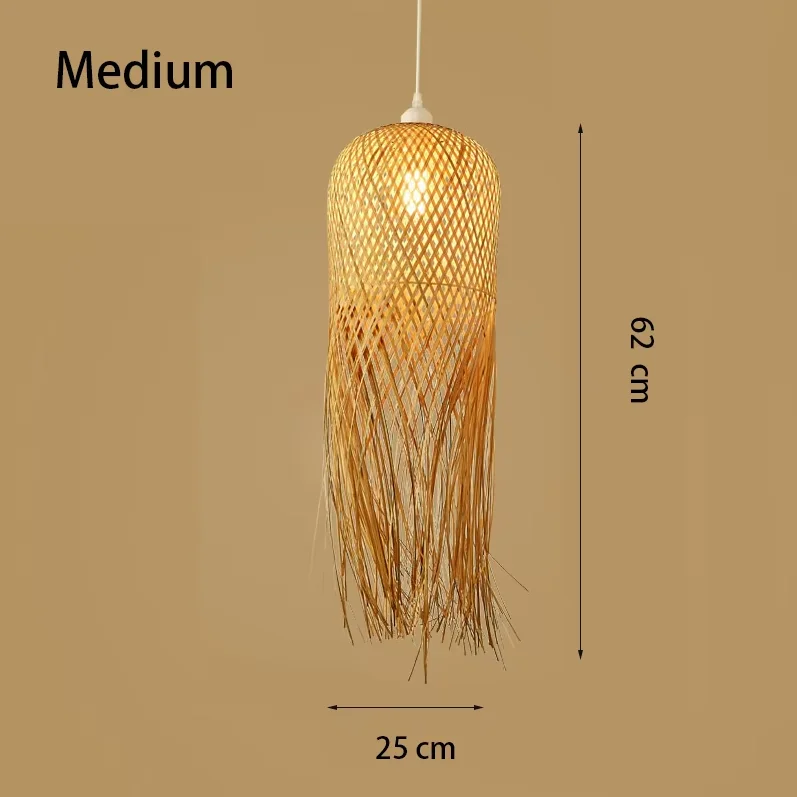 Bamboo Woven Pendant Light Handwoven Chandelier E27 Restaurant Home Decor - Image 8