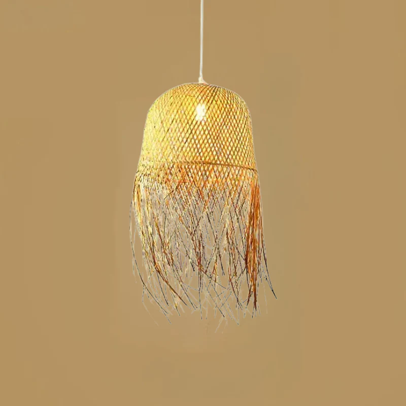 Bamboo Woven Pendant Light Handwoven Chandelier E27 Restaurant Home Decor - Image 9