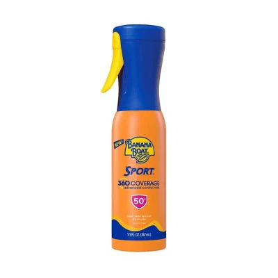 Banana Boat Sport 360 Coverage SPF 50 Sunscreen Mist Spray 5.5 fl oz Imperfect Container