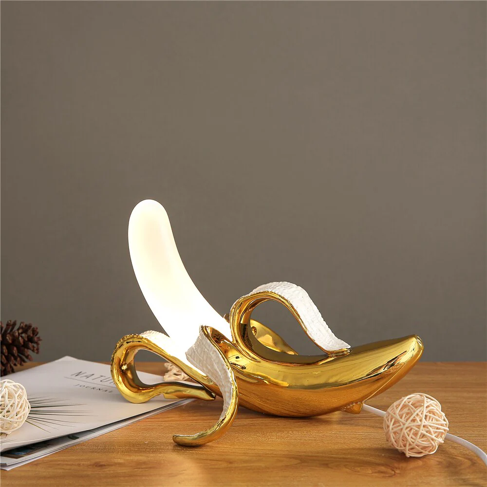 Banana Table Lamp Art Deco Brass Chrome Accent Light - Image 14