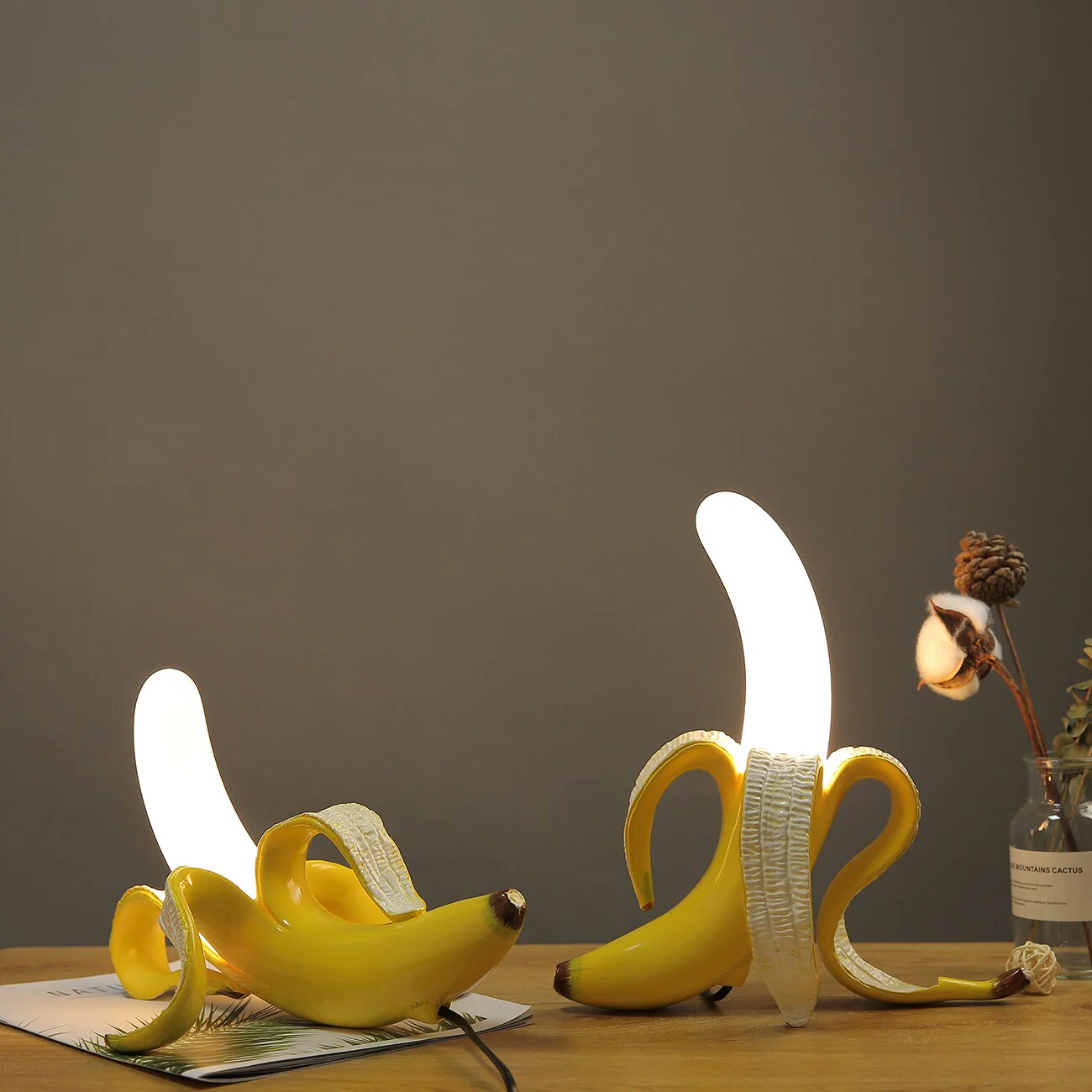 Banana Table Lamp Art Deco Brass Chrome Accent Light - Image 3