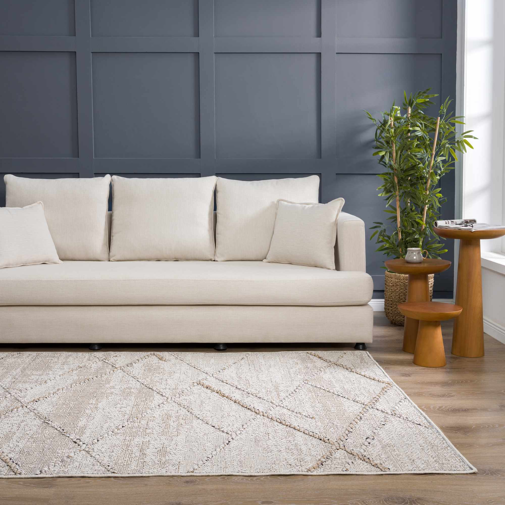 Baqer Bone & Tan Textured Performance Rug - Clearance - Image 11