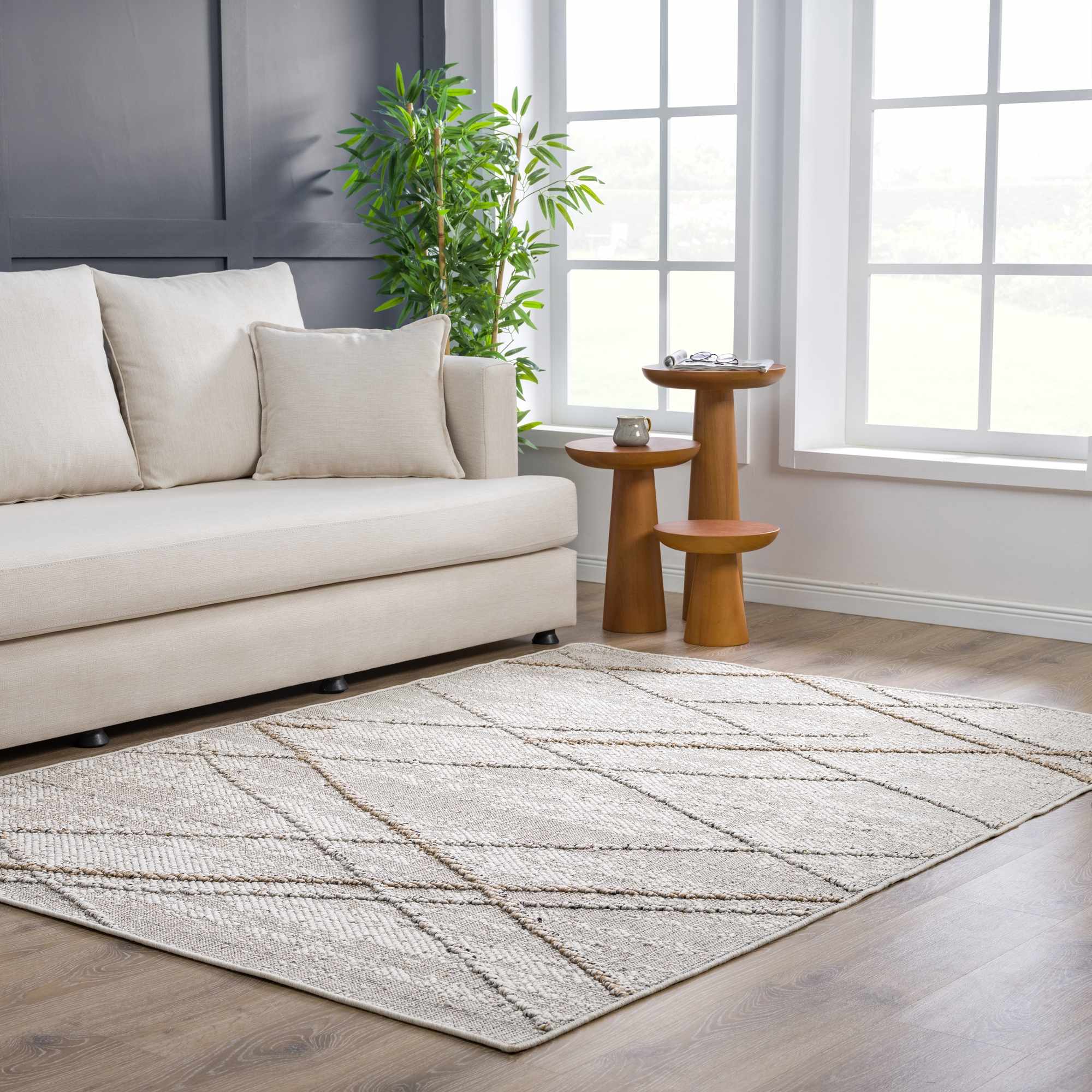 Baqer Bone & Tan Textured Performance Rug - Clearance - Image 15