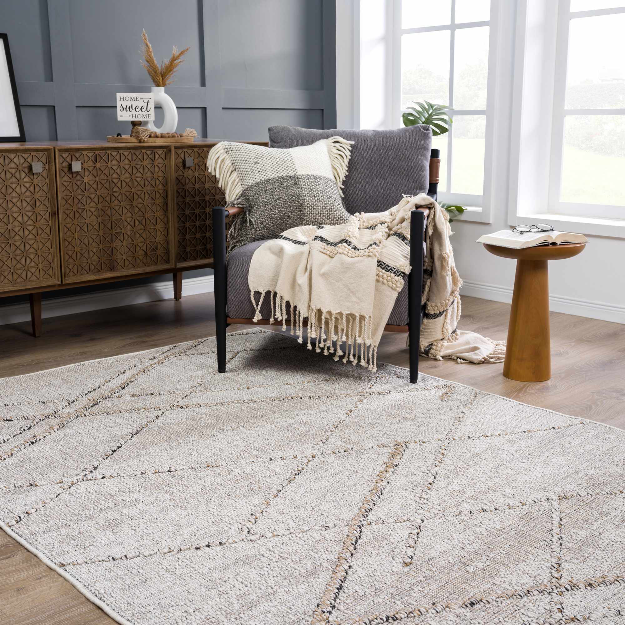 Baqer Bone & Tan Textured Performance Rug - Clearance - Image 17