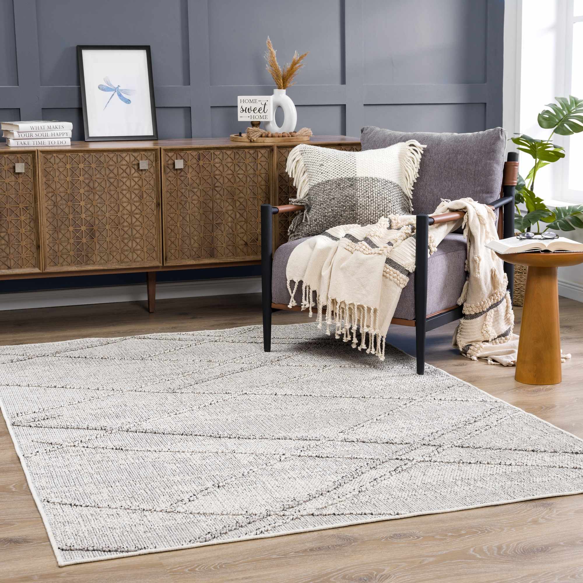 Baqer Bone & Taupe Textured Performance Rug - Clearance - Image 3