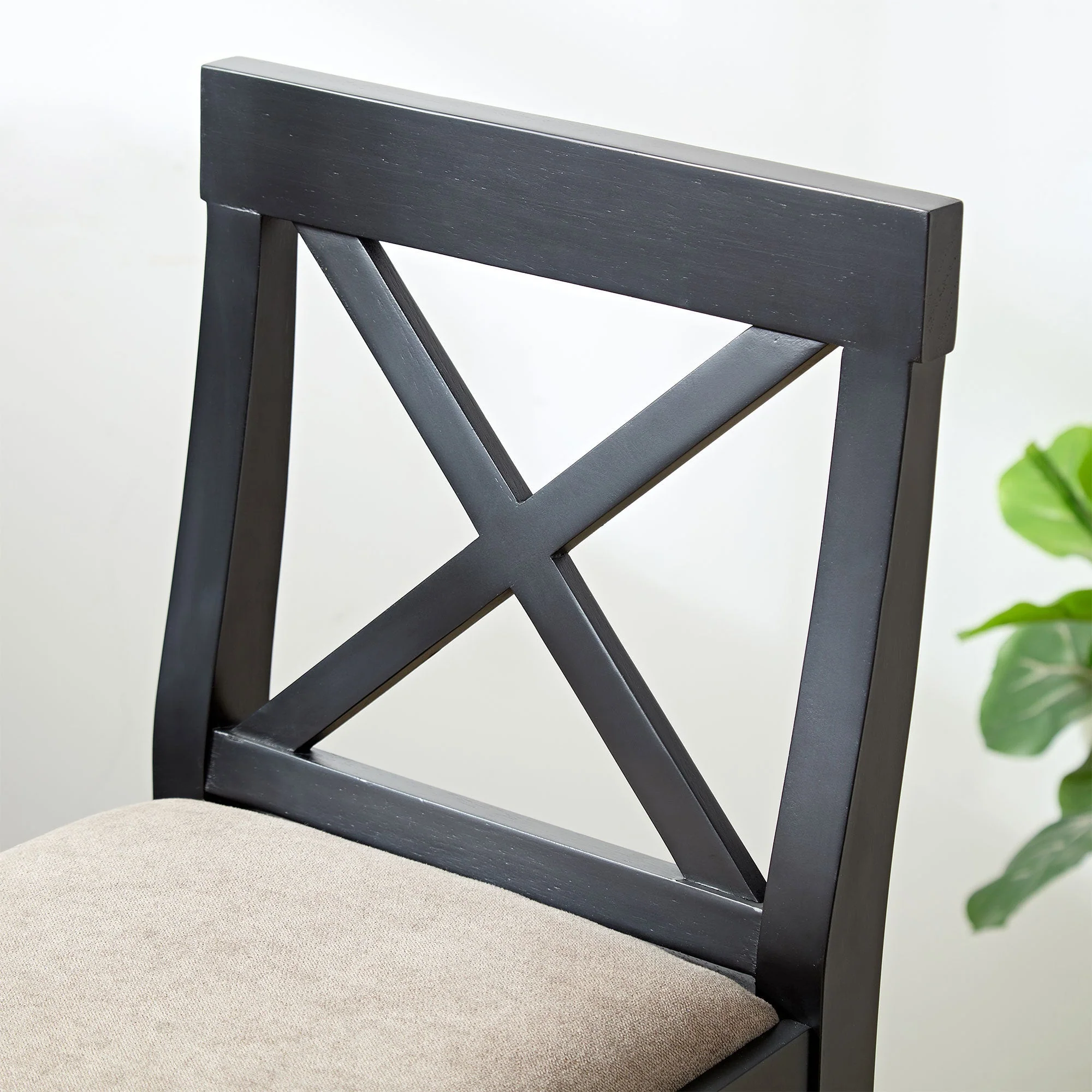 Bar Chair Counter Height Stool with Backrest Black Set of 2 - Image 12