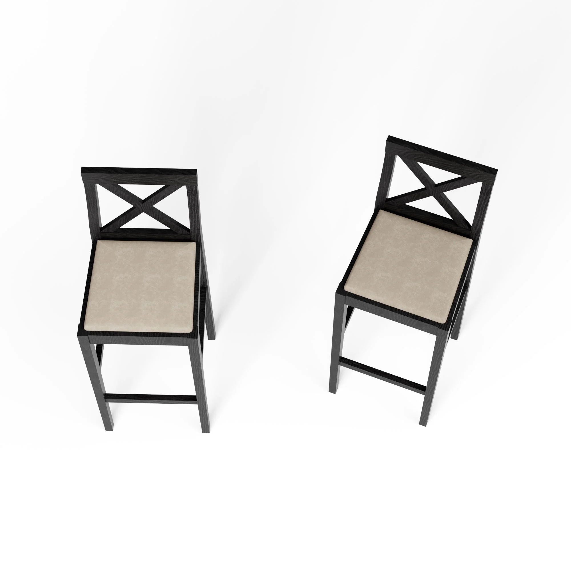 Bar Chair Counter Height Stool with Backrest Black Set of 2 - Image 3