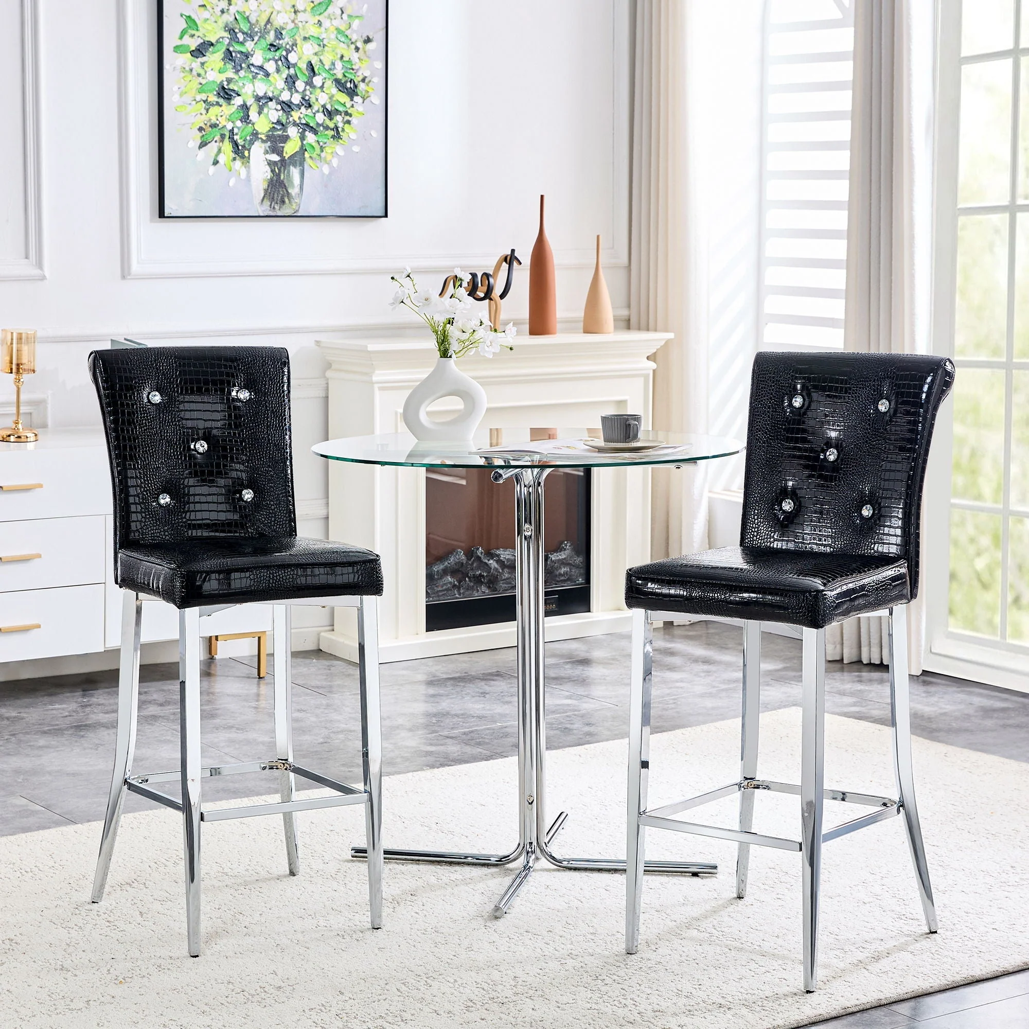 Bar Chairs with Crystal Clasp Design (Set of 2) - Image 3