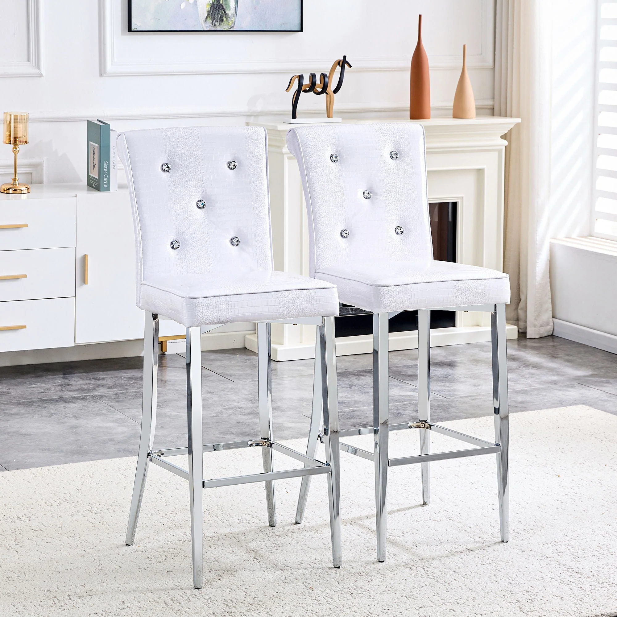 Bar Chairs with Crystal Clasp Design (Set of 2) - Image 6