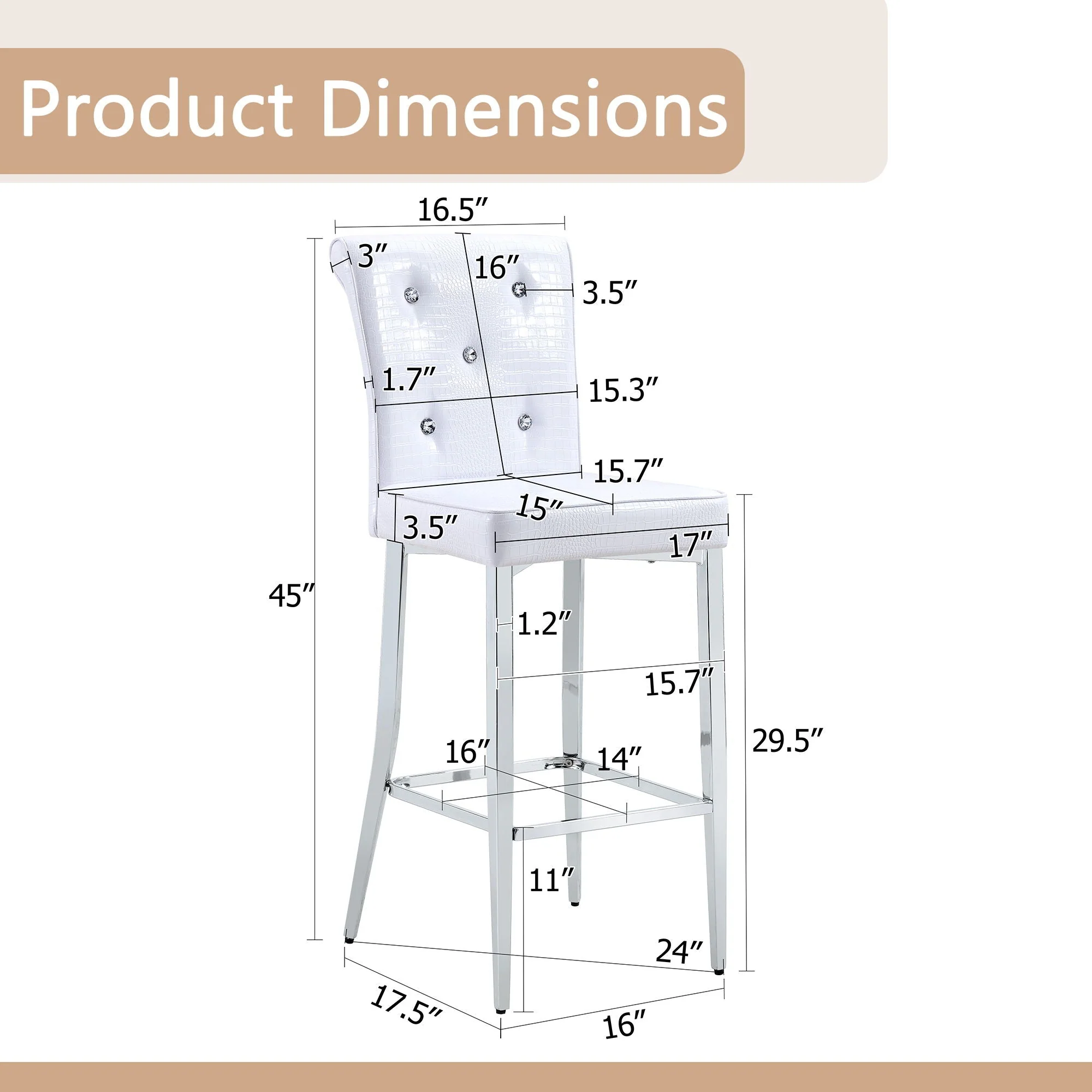 Bar Chairs with Crystal Clasp Design (Set of 2) - Image 7