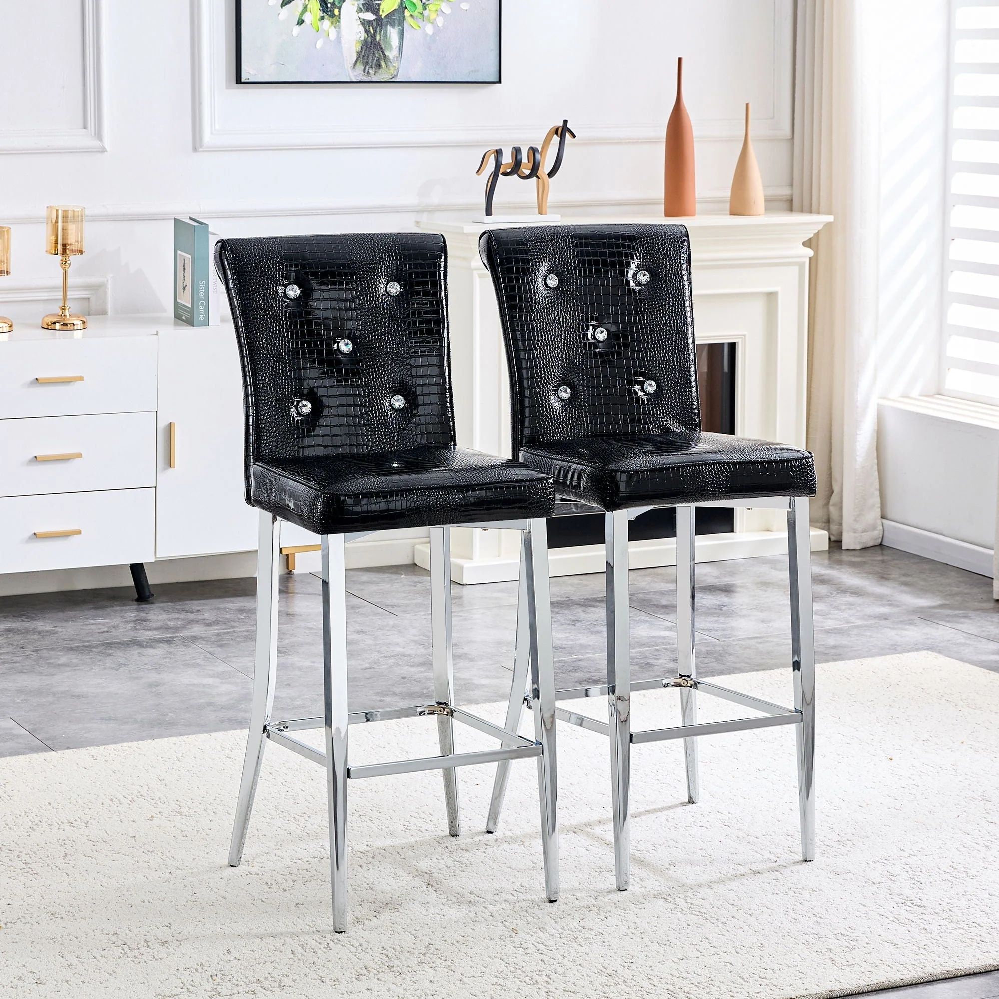 Bar Chairs with Crystal Clasp Design (Set of 2) - Image 8