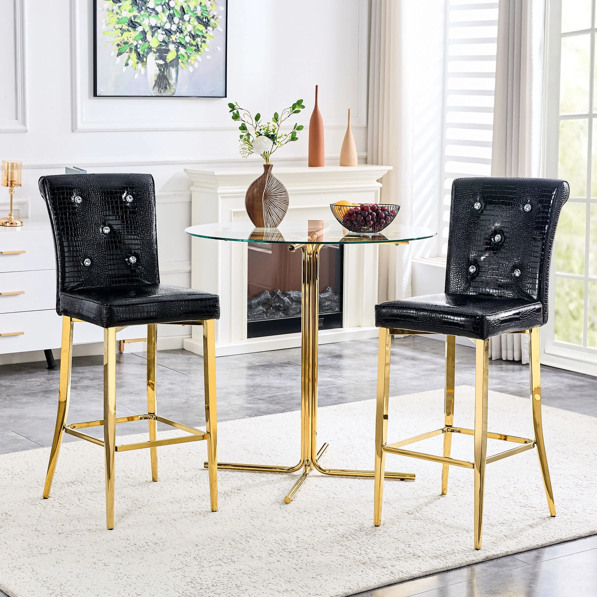 Bar Chairs with Crystal Clasp Design (Set of 2) - Image 3