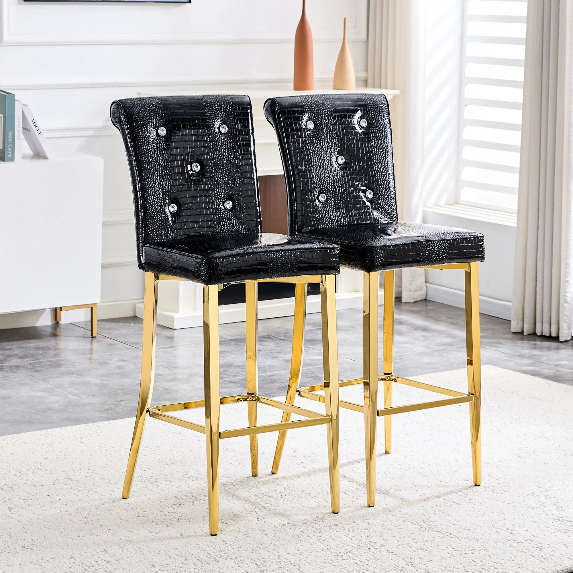 Bar Chairs with Crystal Clasp Design (Set of 2) - Image 8