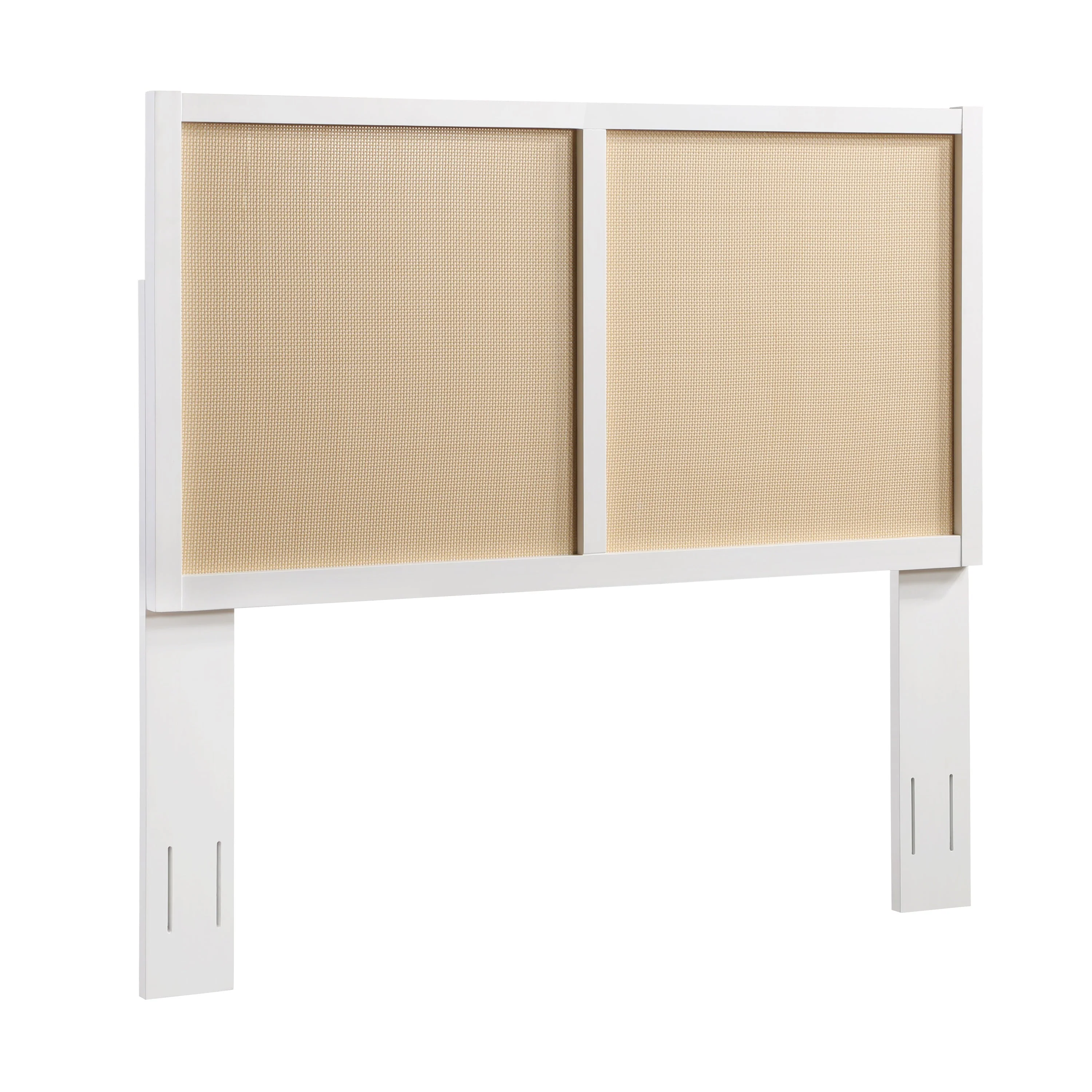 Barkley Cane and Solid Wood Headboard in White with Adjustable Height for Queen/Full Beds