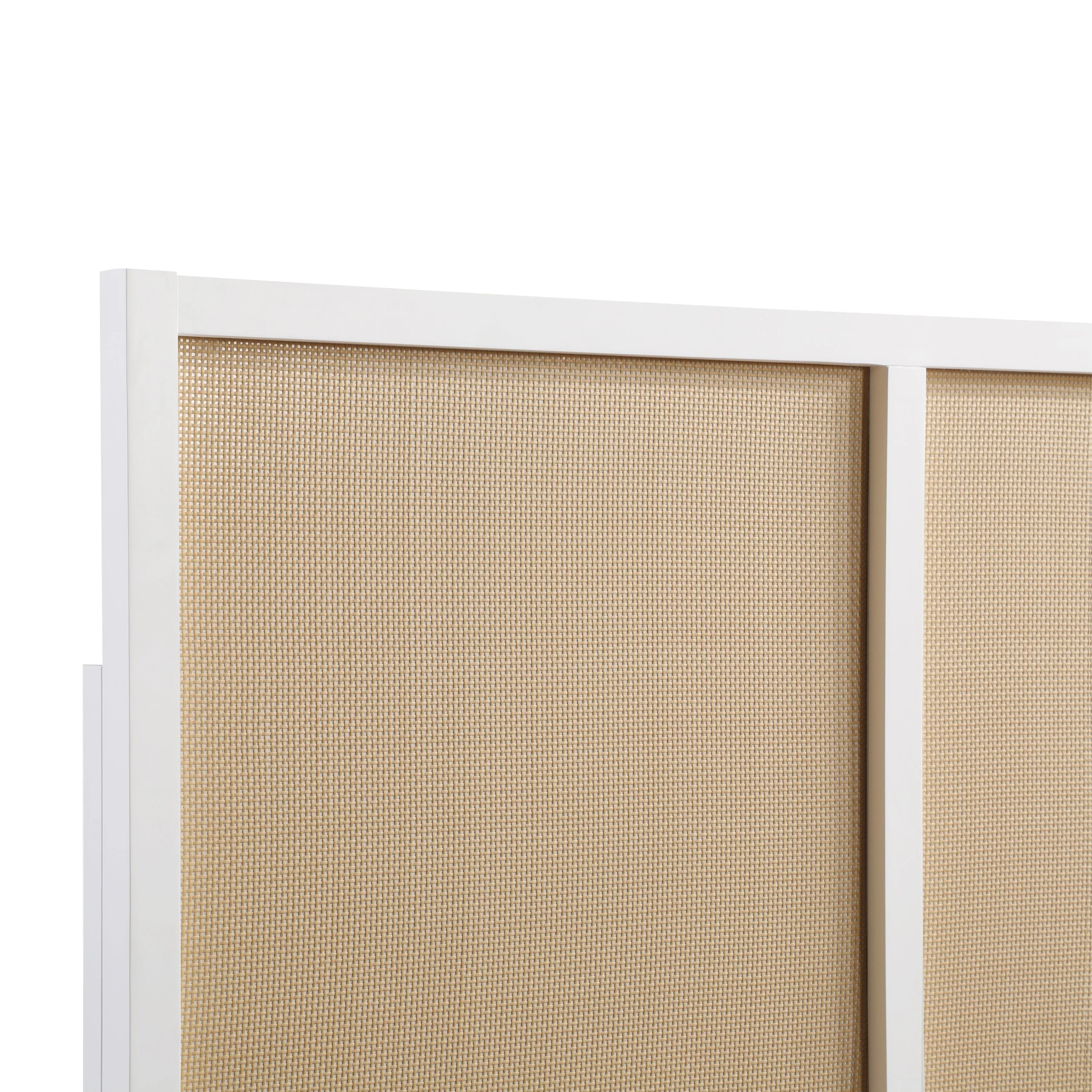 Barkley Cane and Solid Wood Headboard in White with Adjustable Height for Queen/Full Beds - Image 5