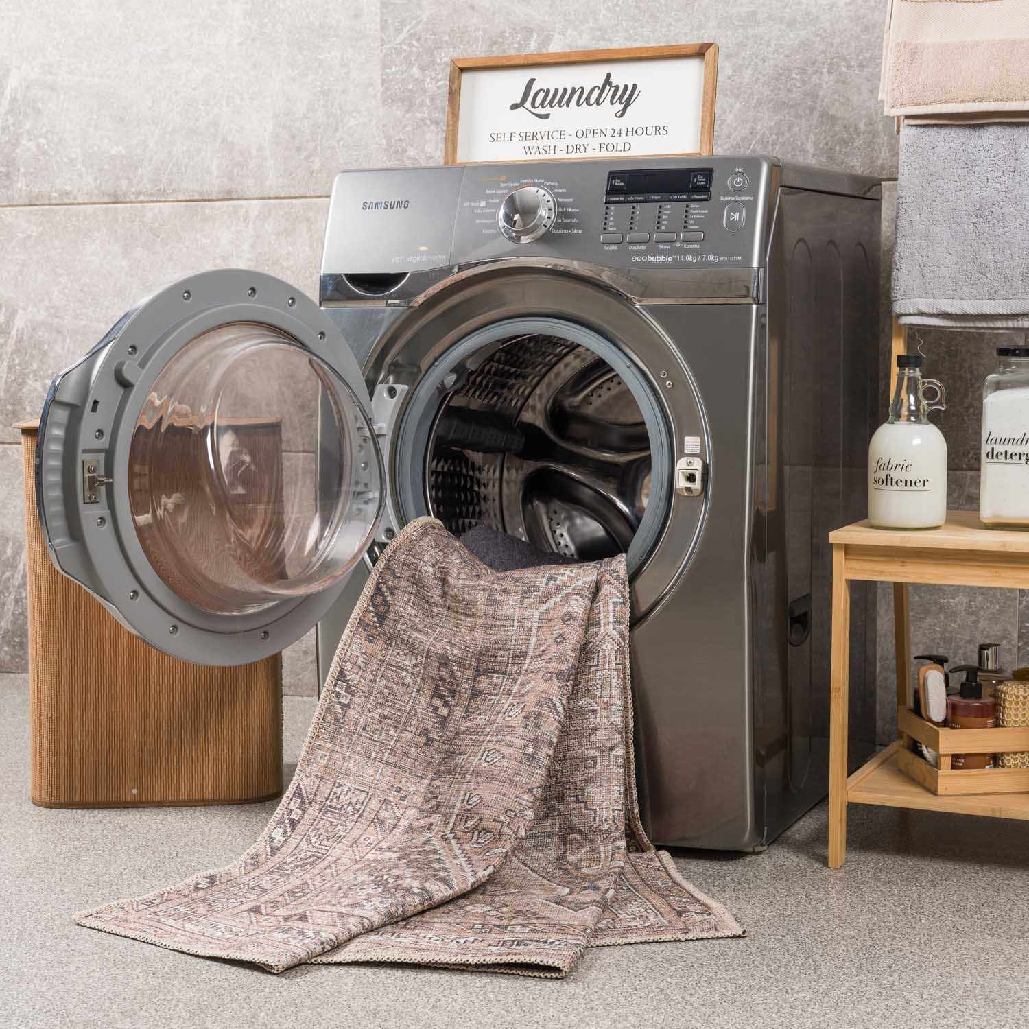 Barny Brown Flat Pile Washable Rug - Image 10