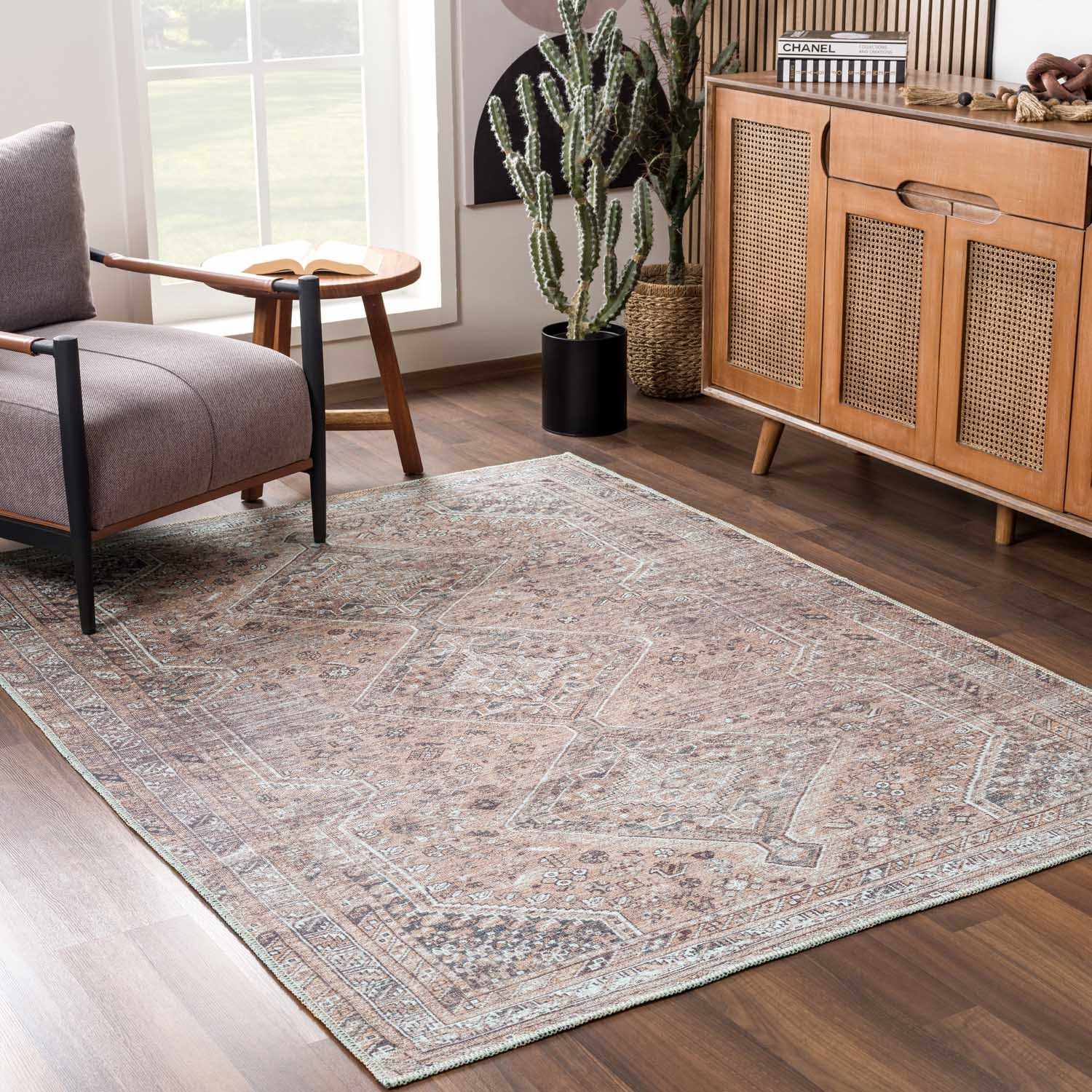 Barny Brown Flat Pile Washable Rug - Image 3