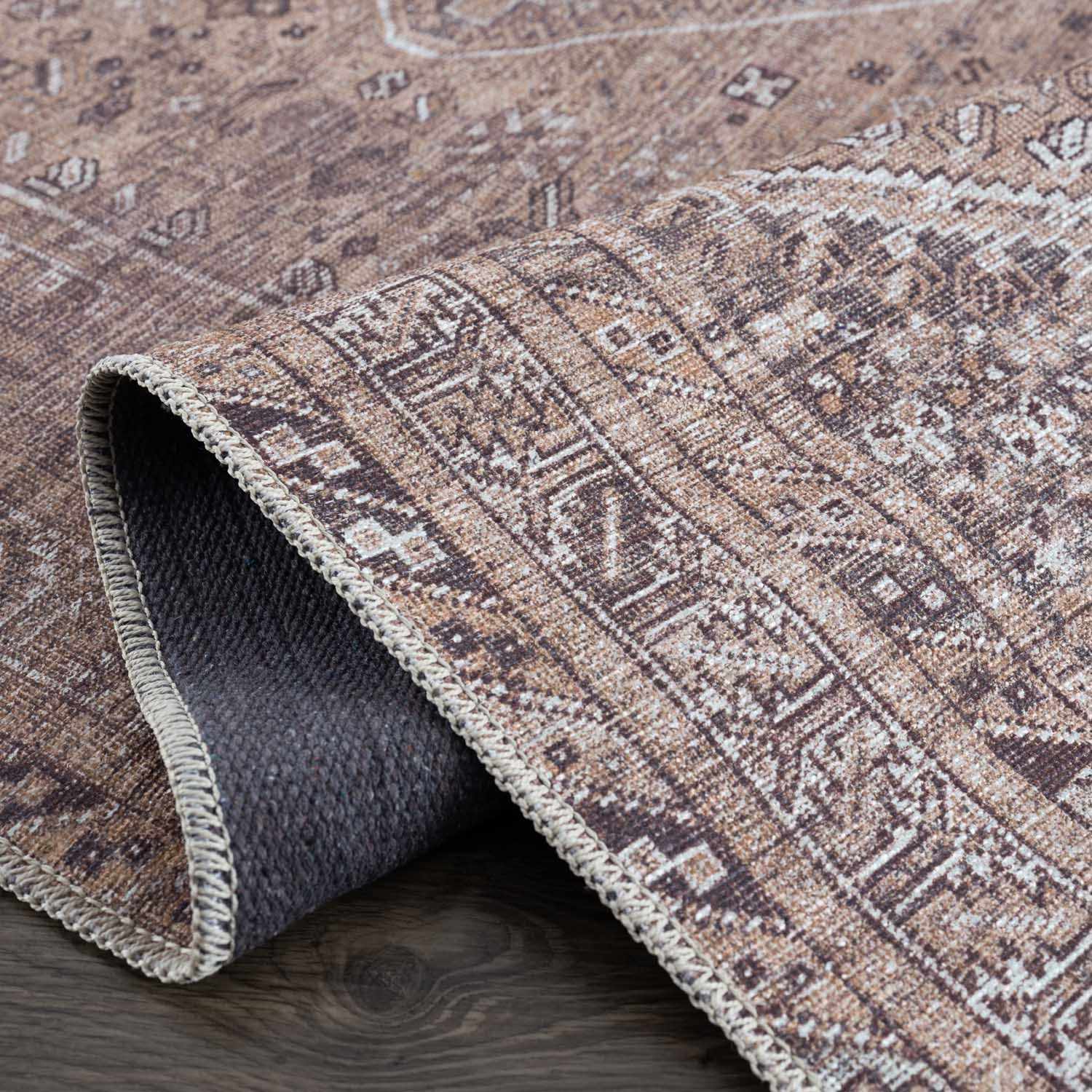 Barny Brown Flat Pile Washable Rug - Image 7