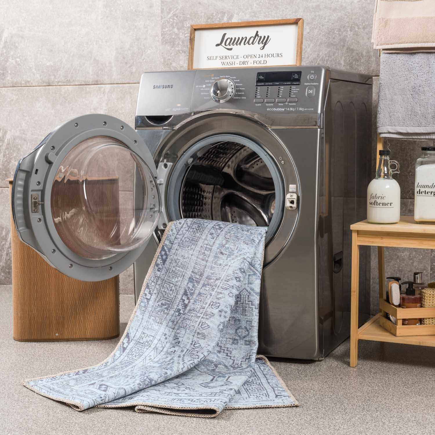 Barny Gray Denim Washable Rug - Image 13