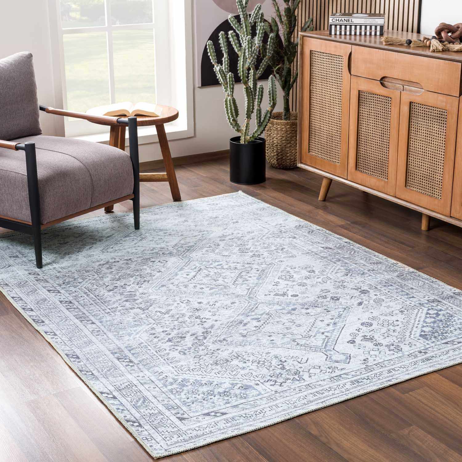 Barny Gray Denim Washable Rug - Image 2