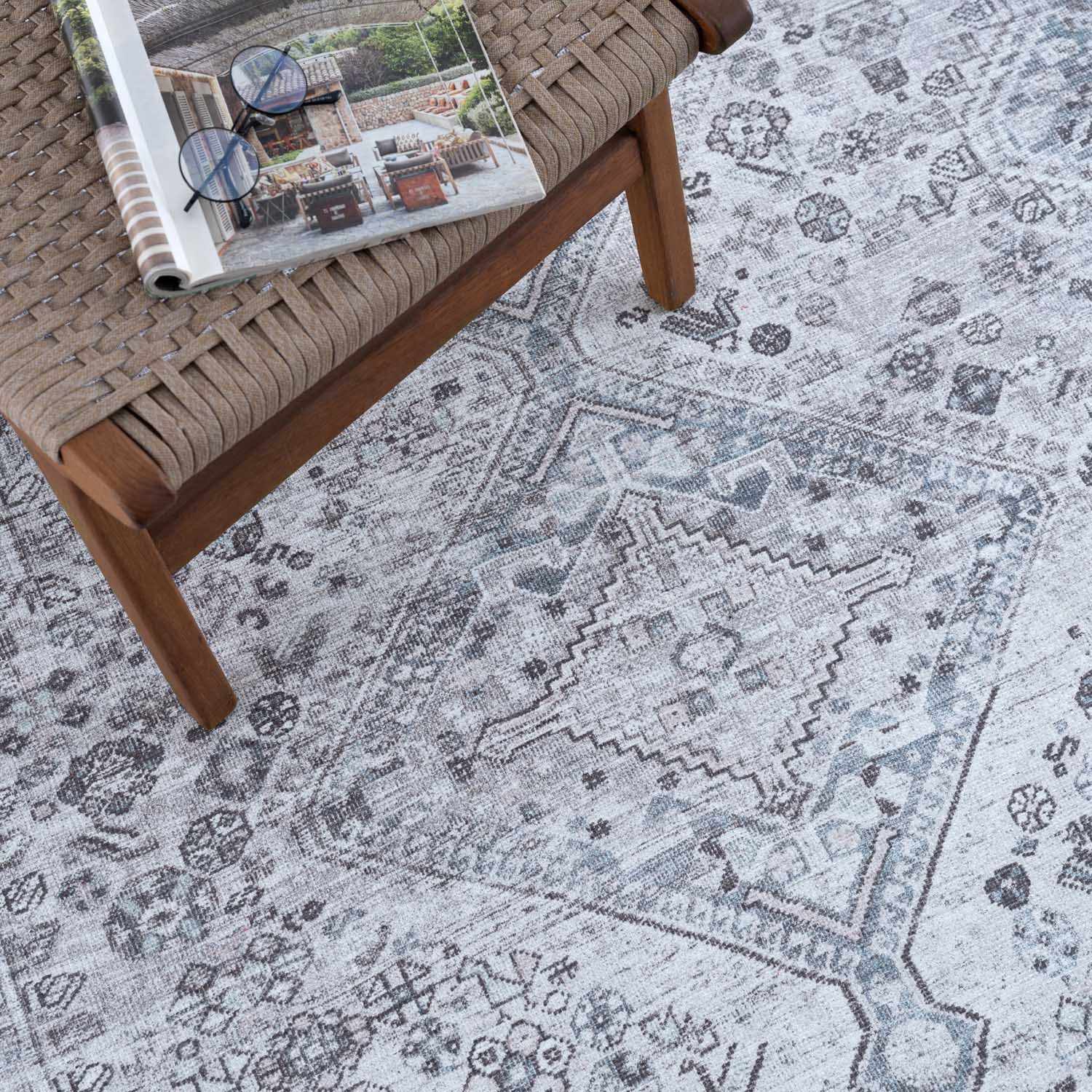 Barny Gray Denim Washable Rug - Image 4
