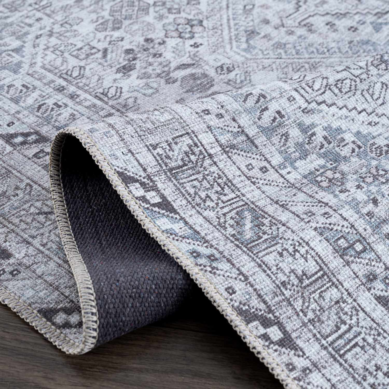 Barny Gray Denim Washable Rug - Image 6