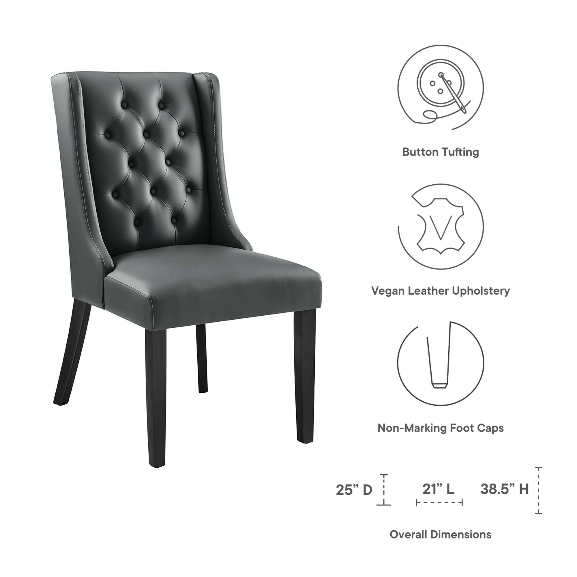 Baronet Button Tufted Vegan Leather Dining Chair by Modway - Image 13