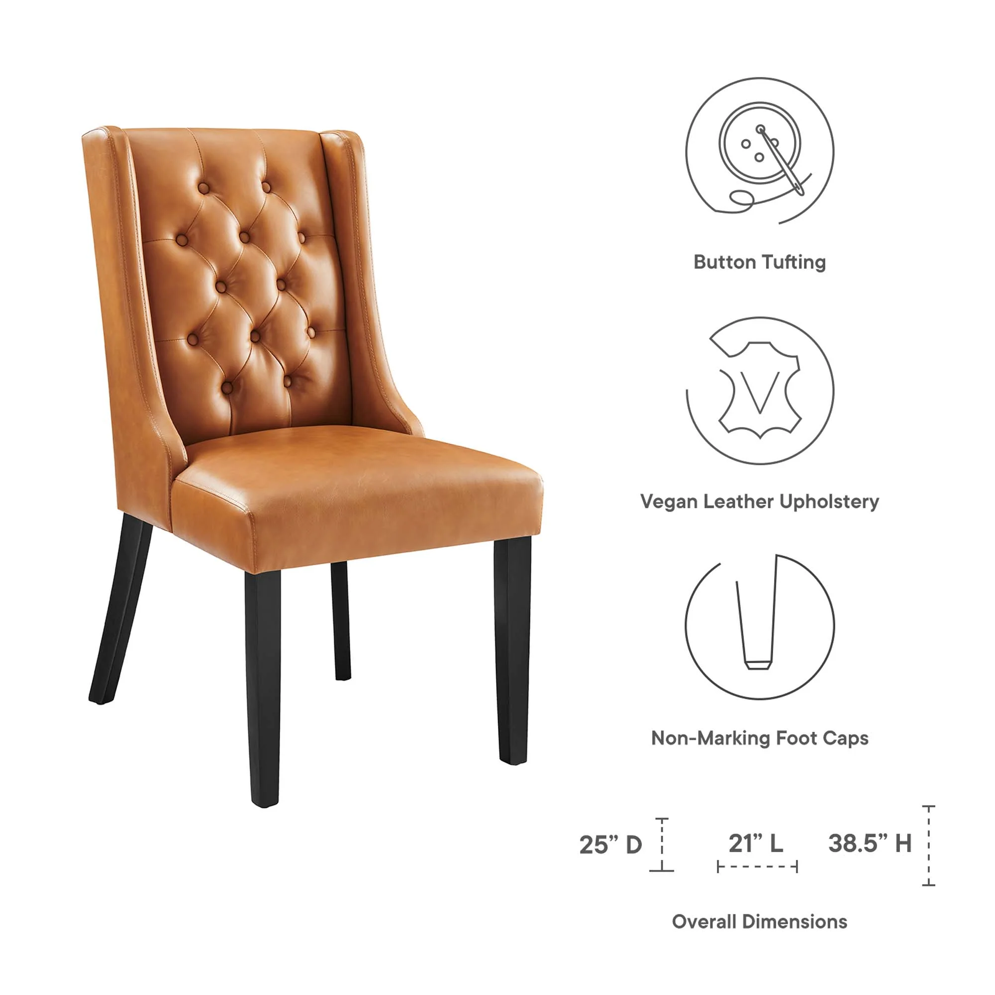 Baronet Button Tufted Vegan Leather Dining Chair by Modway - Image 2