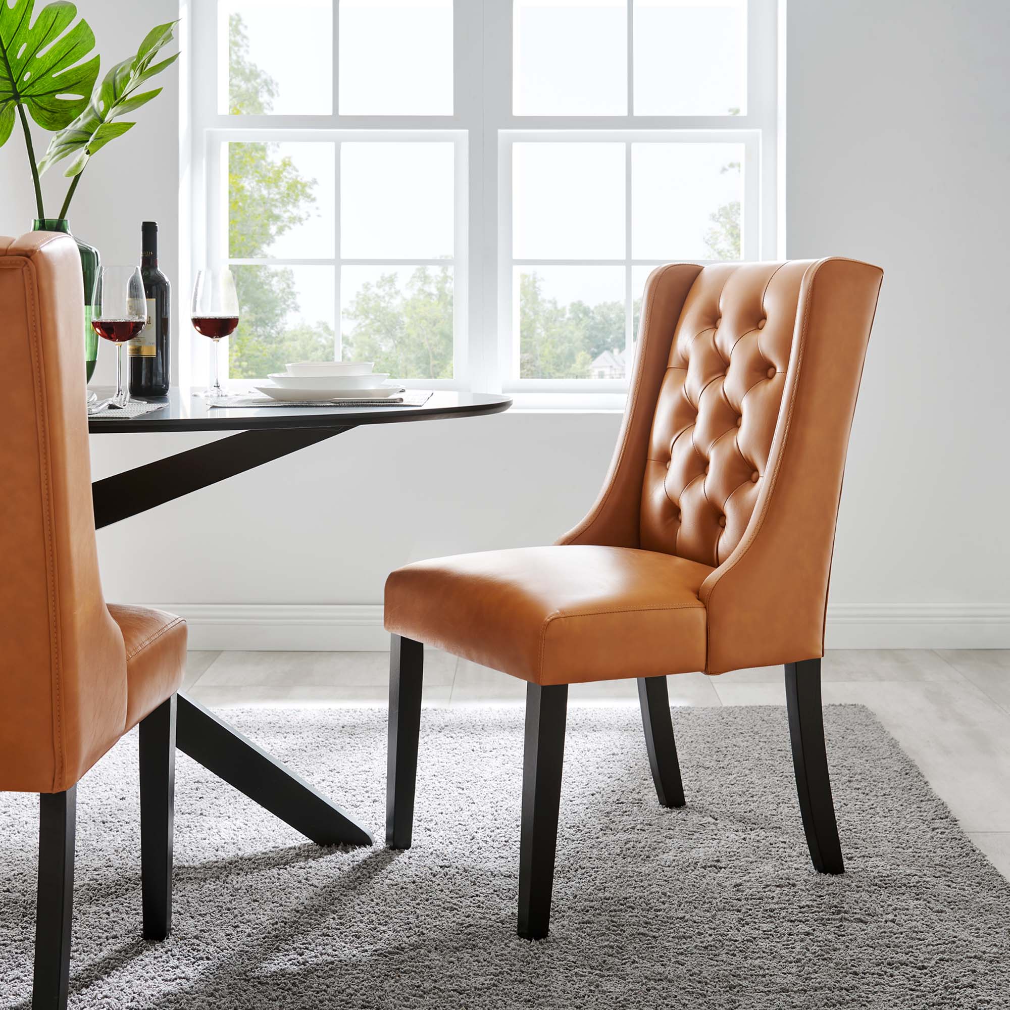 Baronet Button Tufted Vegan Leather Dining Chair by Modway - Image 6