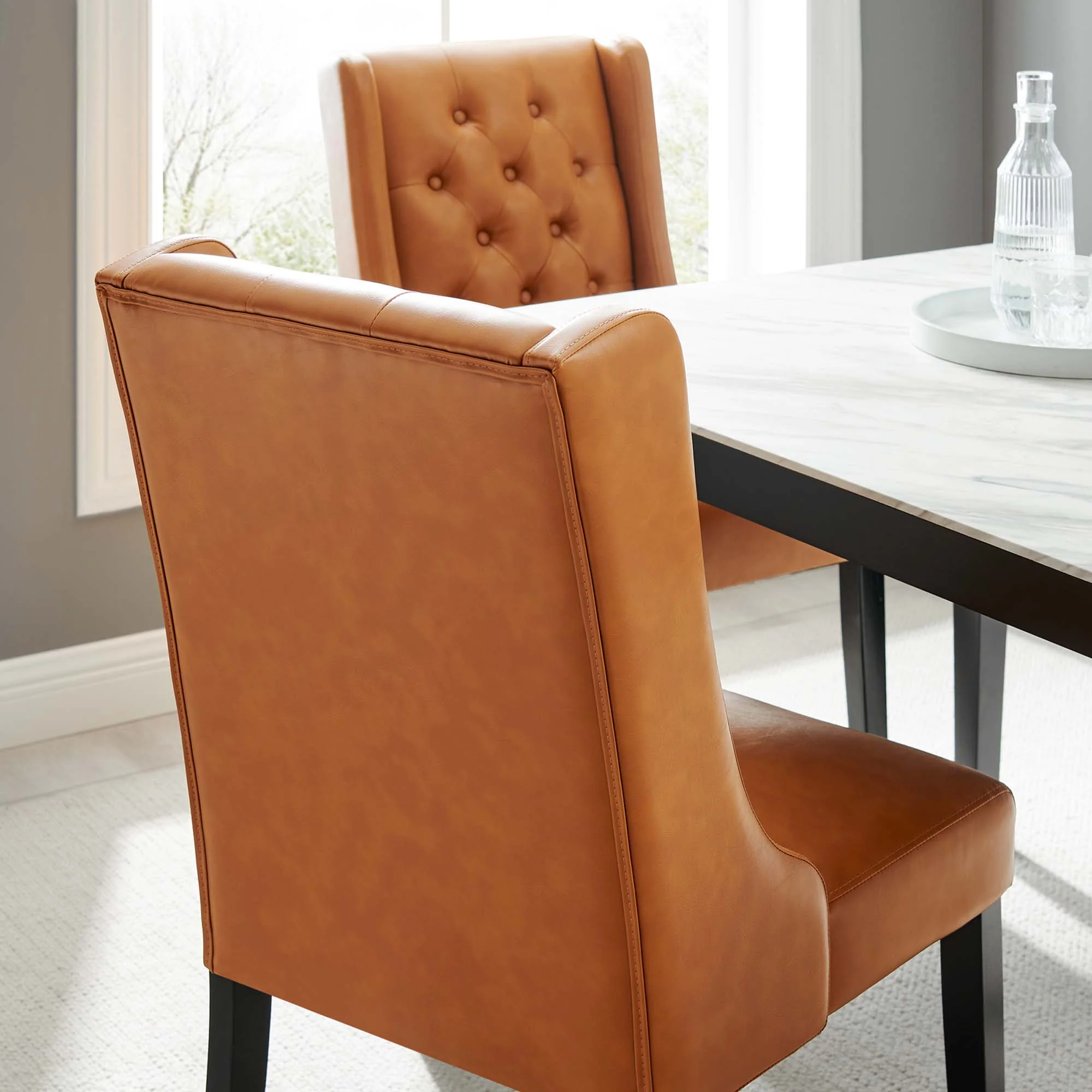 Baronet Button Tufted Vegan Leather Dining Chair by Modway - Image 7
