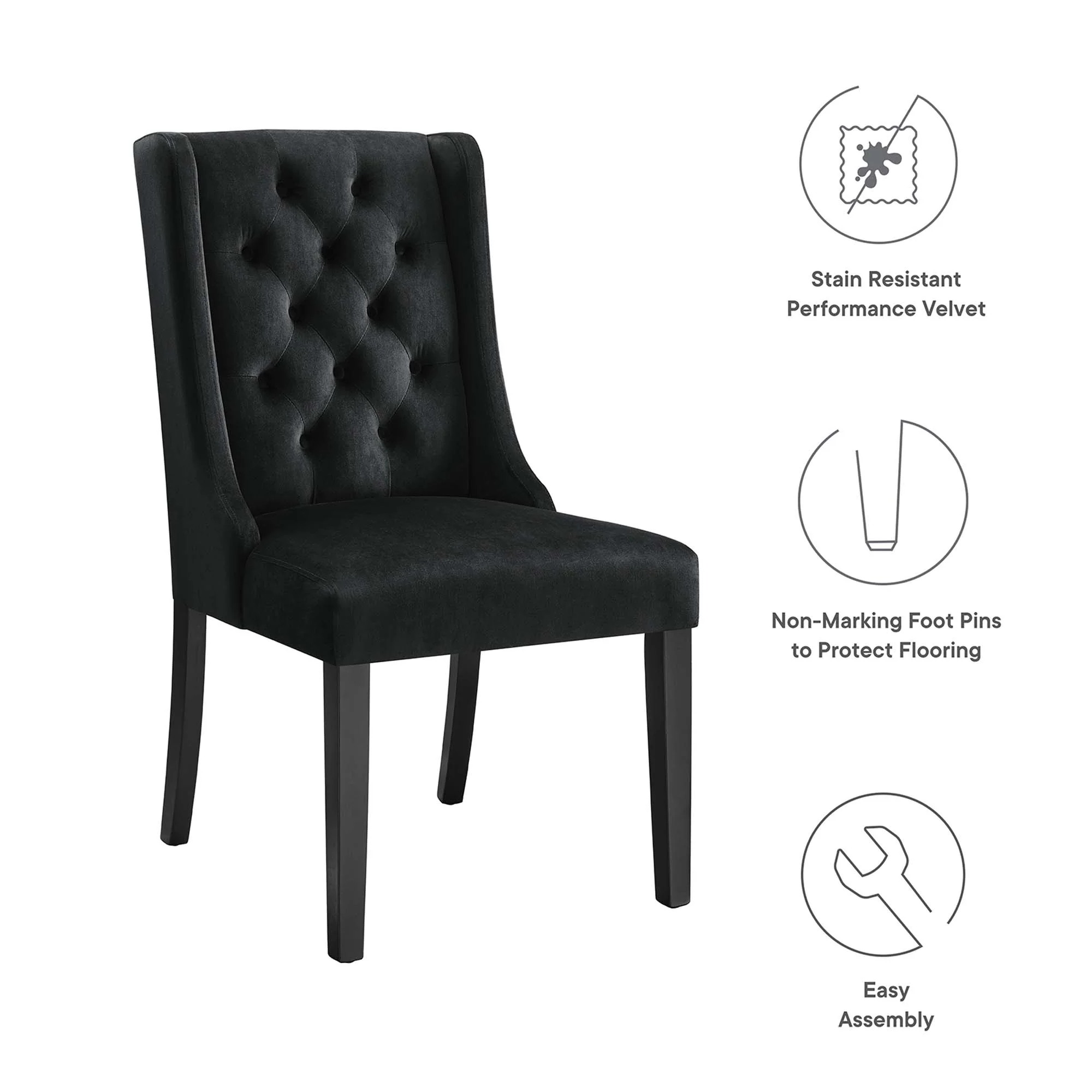 Baronet Performance Velvet Dining Chairs Set of 2 by Modway - Image 13