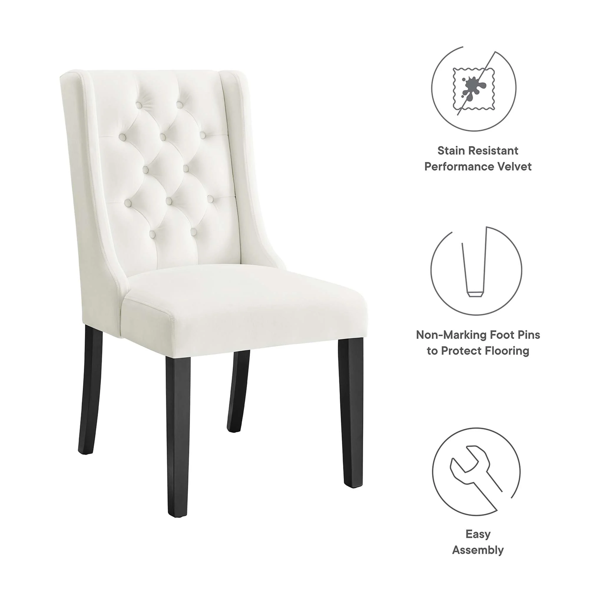 Baronet Performance Velvet Dining Chairs Set of 2 by Modway - Image 2