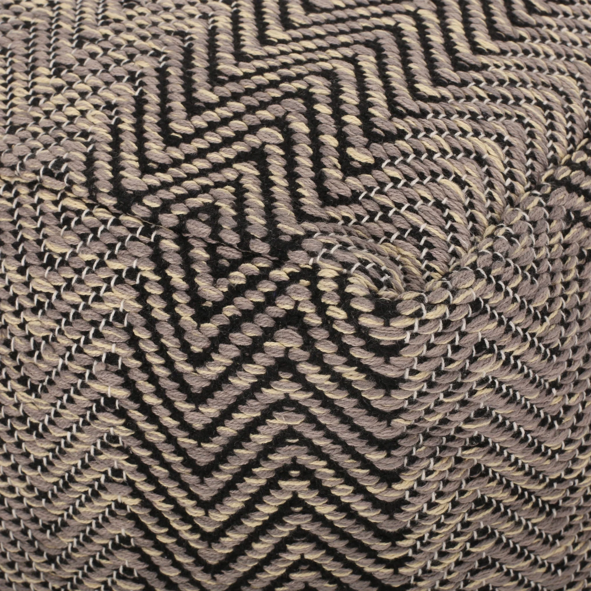 Barracuda Handcrafted Cotton Pouf With Chevron Pattern - Brown / Beige - Image 6