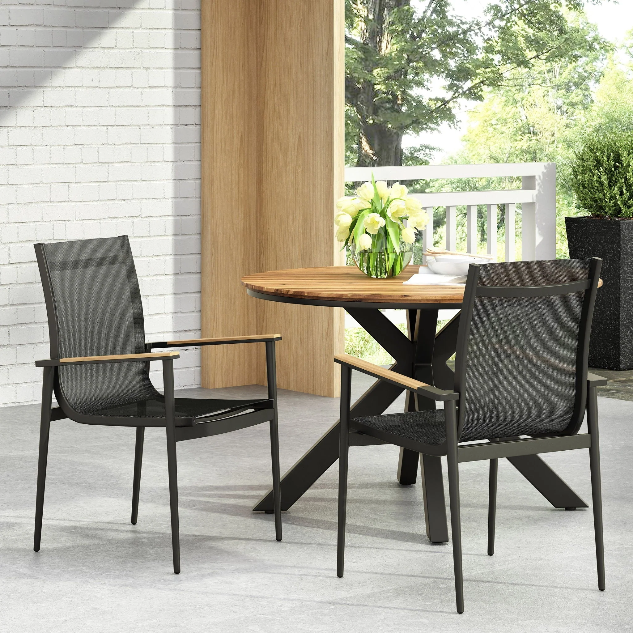 Barrister - Dining Chair (Set of 2) - Black / Natural - Image 2