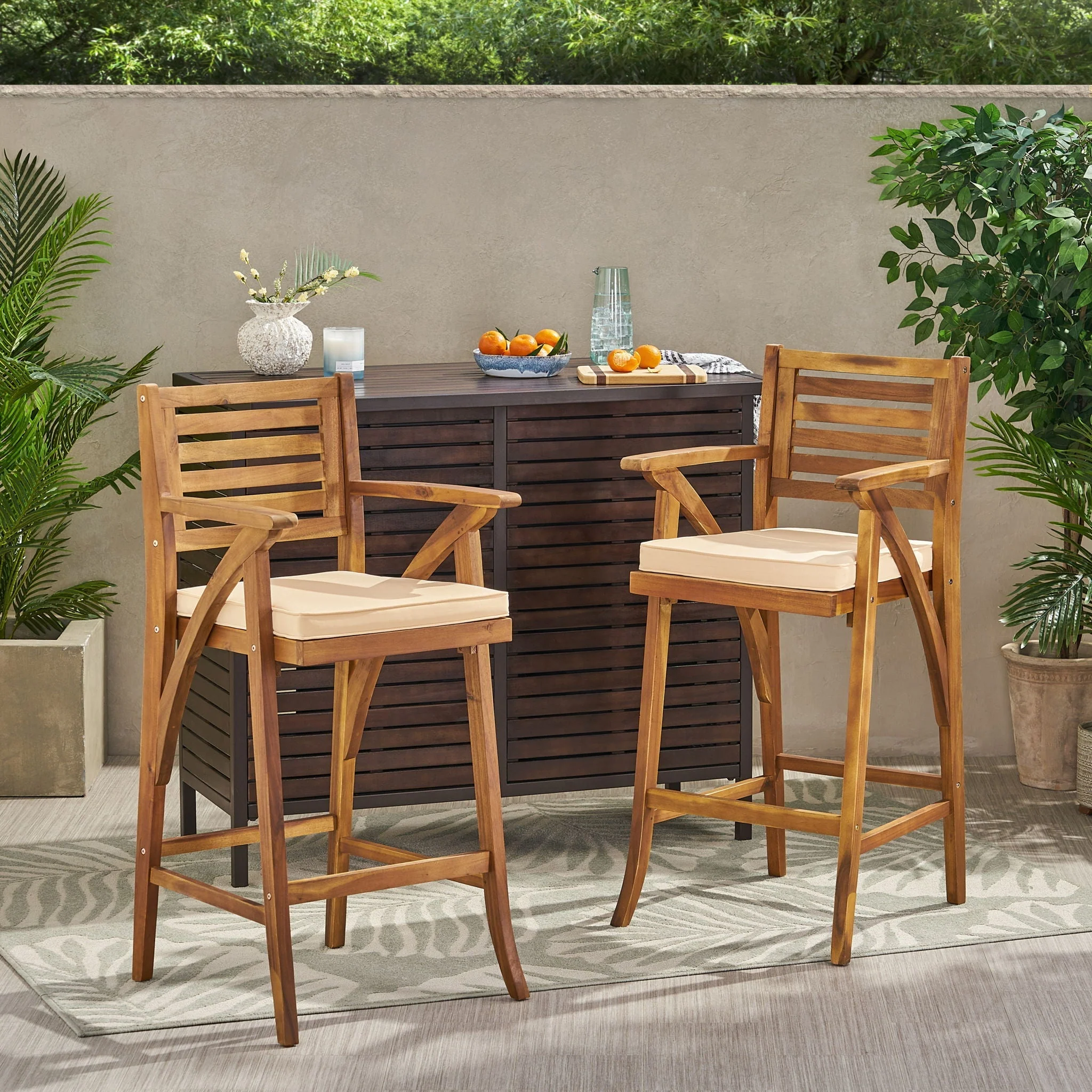 Barstool With Soft Curved Lines And Sturdy Frame (Set of 2) - Brown - Image 3